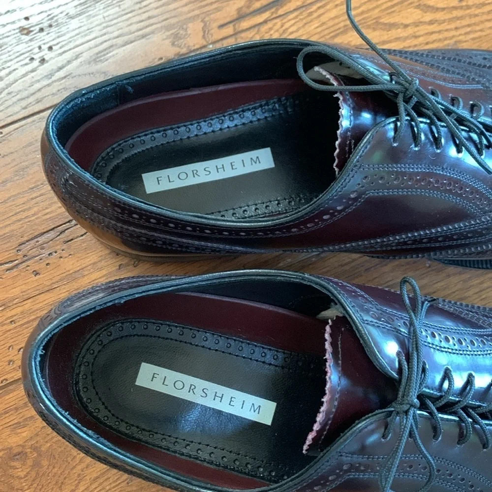 Florsheim Wingtip Oxford Lace-up Shoes Men’s Burgundy Leather Size 12 3E Width